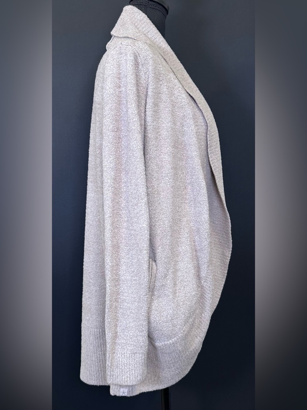 #199- Barefoot Dreams Women's Open-Front Cardigan in Taupe - Picture 8 of 12